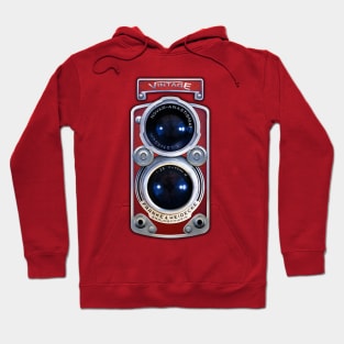 Classic Retro vintage RED chrome double lens camera Hoodie